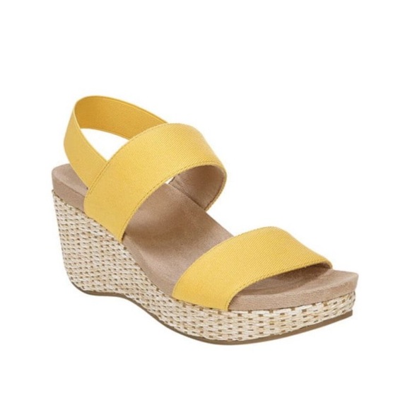 LIFE STRIDE Womens Yellow 1" Platform Delta Wedge Slip On Slingback Sandal 6 M - Picture 1 of 10